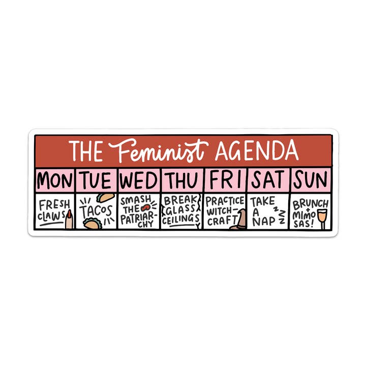 The Feminist Agenda Vinyl Sticker for wholesale by Mouthy Broad