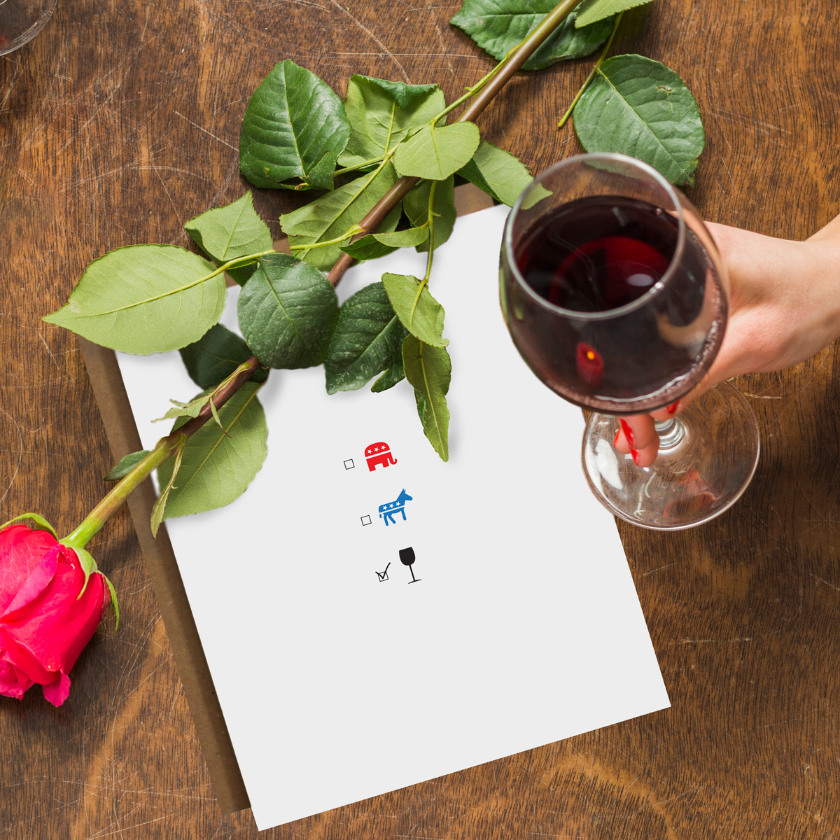 The Card Bureau - Wholesale Everyday Greeting Card - Wine Over Politics Card0