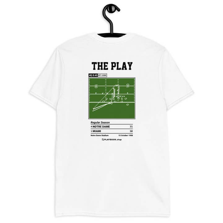 Notre Dame Football Greatest Plays T-shirt: The Play (1988) for wholesale by Playbook Products