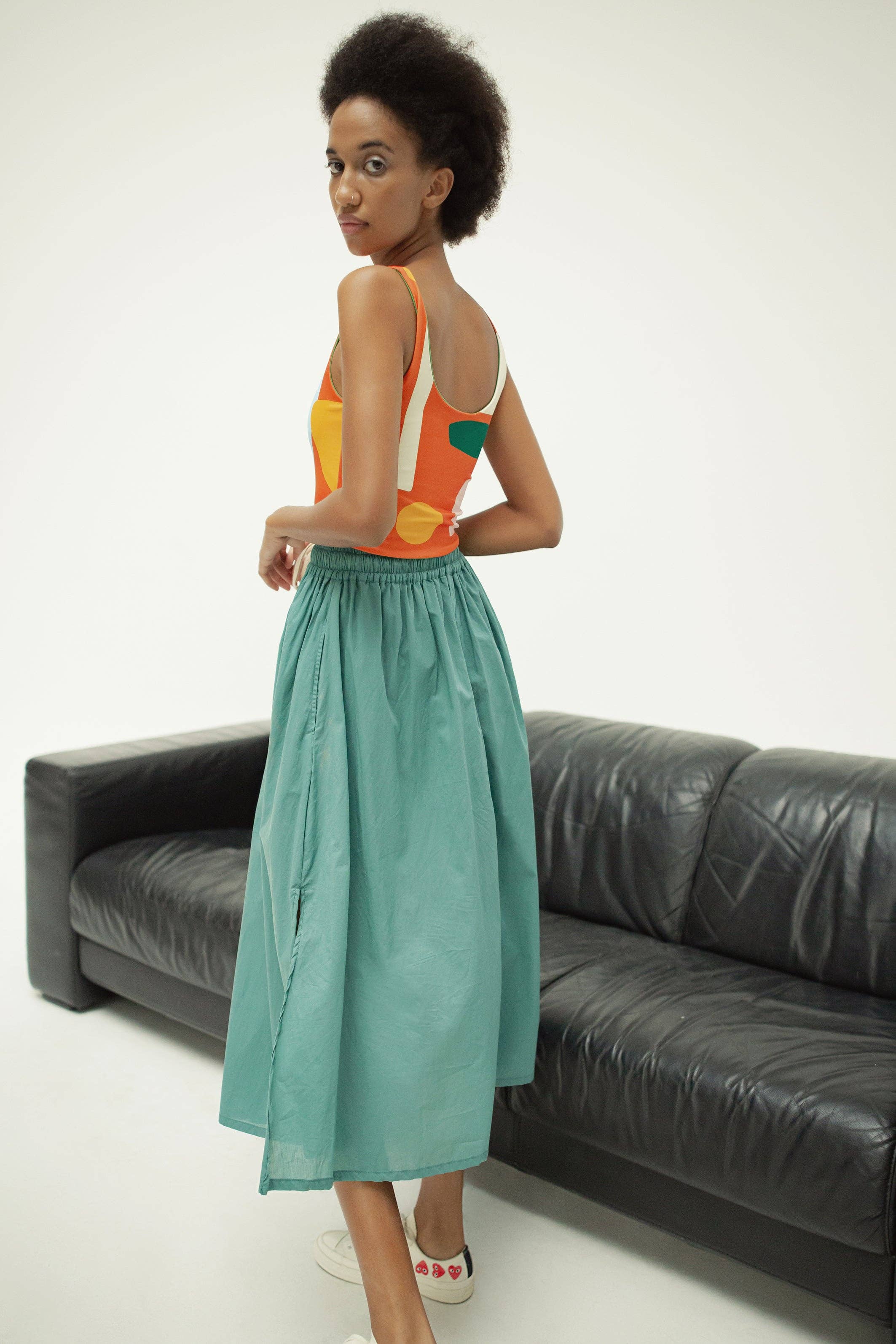 The Tuli  Drawstring Skirt - Dusty Green for wholesale on Faire3