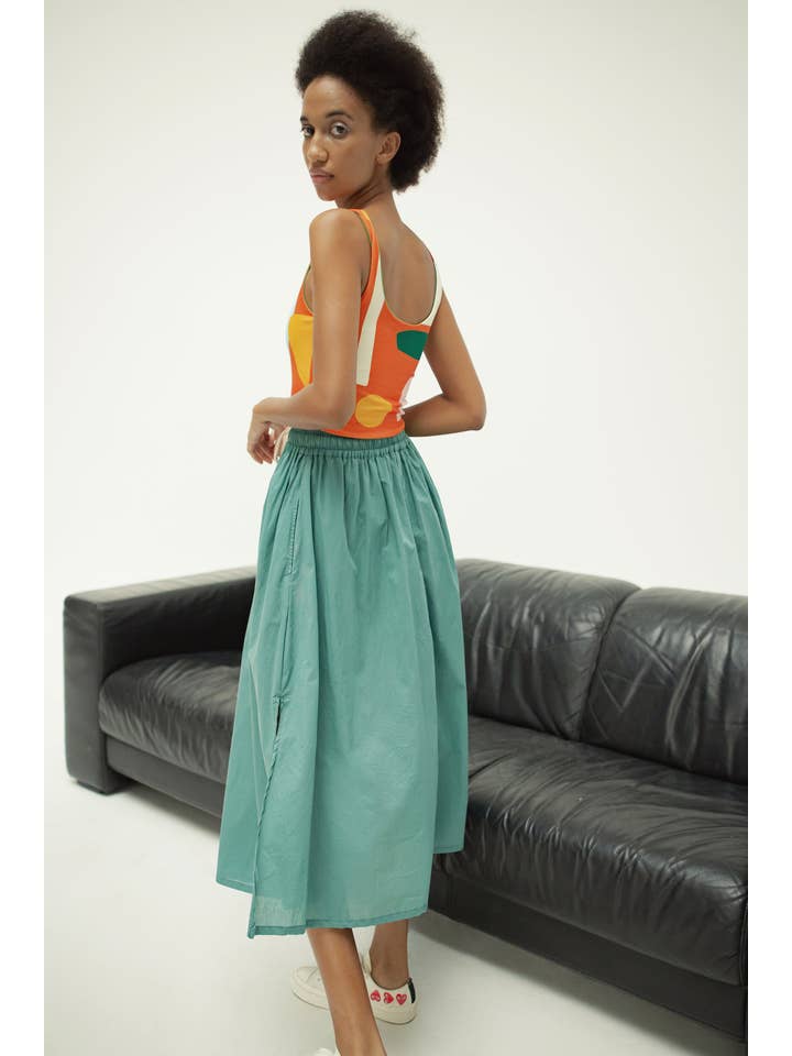 The Tuli Drawstring Skirt - Dusty Green for wholesale on Faire3