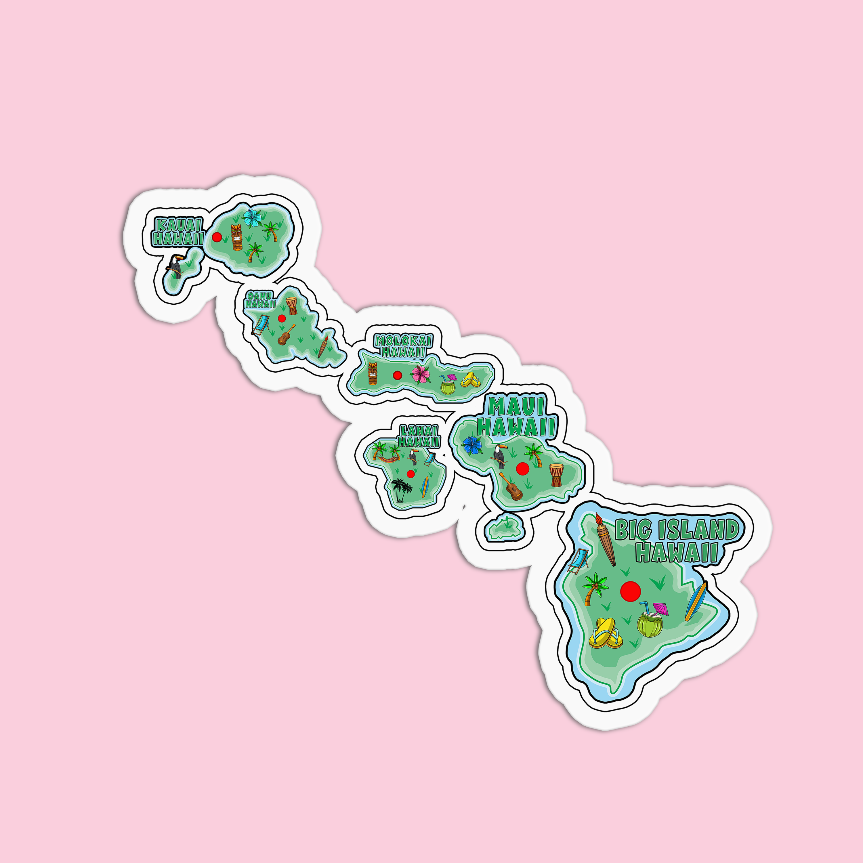Girls Printing House – Großhandel Aufkleber – Hawaii 3 wasserdichte Vinyl-Aufkleber1