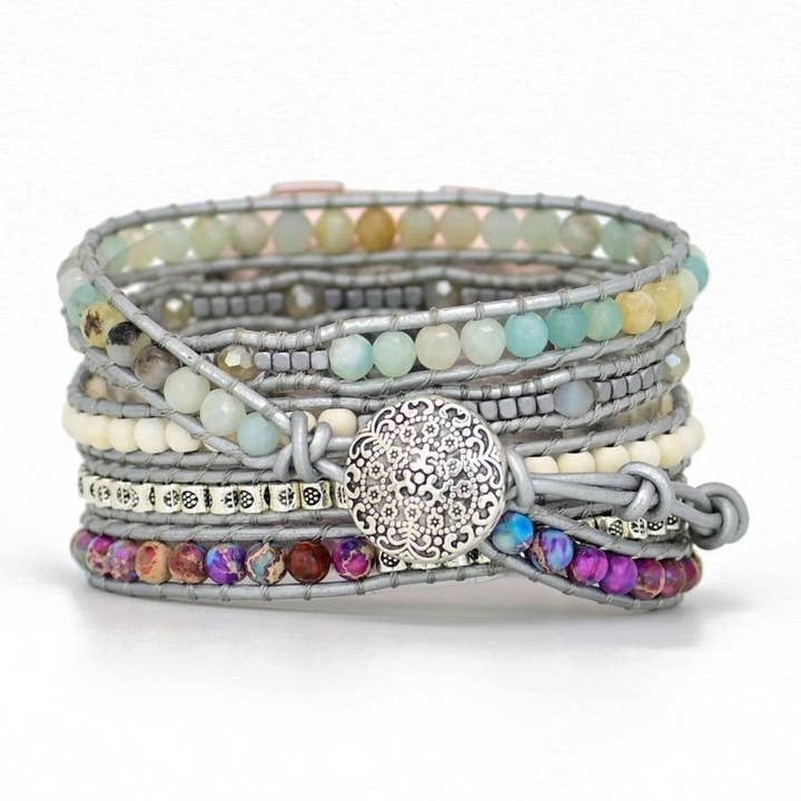 Free Spirit Shop – wholesale Watch band/strap – Women's – Amazonite & Jasper Beaded Samsung / Garmin Beaded Watch Band1