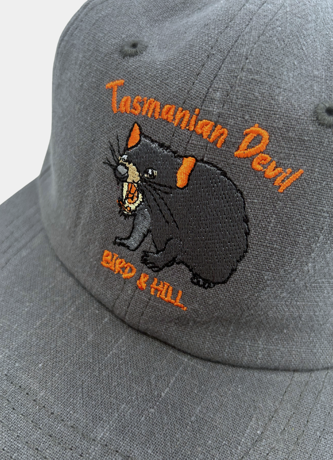 BIRD & HILL. - Wholesale Flat Brim Cap - Unisex - Aussie Tasmanian Devil hat - Grey hemp cap3
