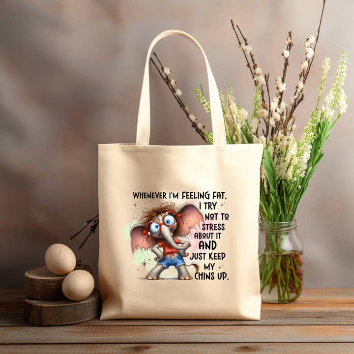 KEEP CHINS UP 12x14 canvas tote bag for wholesale by Eartherella Soap & Candle Co., LLC