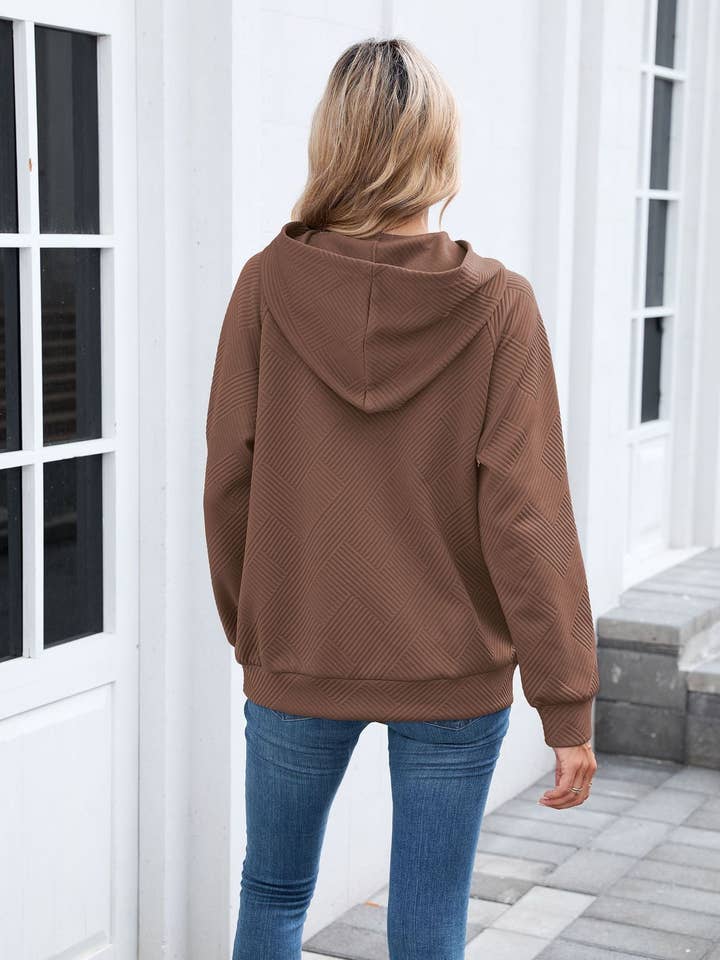 Lovesoft - Wholesale Hoodie - Women's - Textured Chevron Hoodie | Cozy Pullover Kangaroo Pocket12