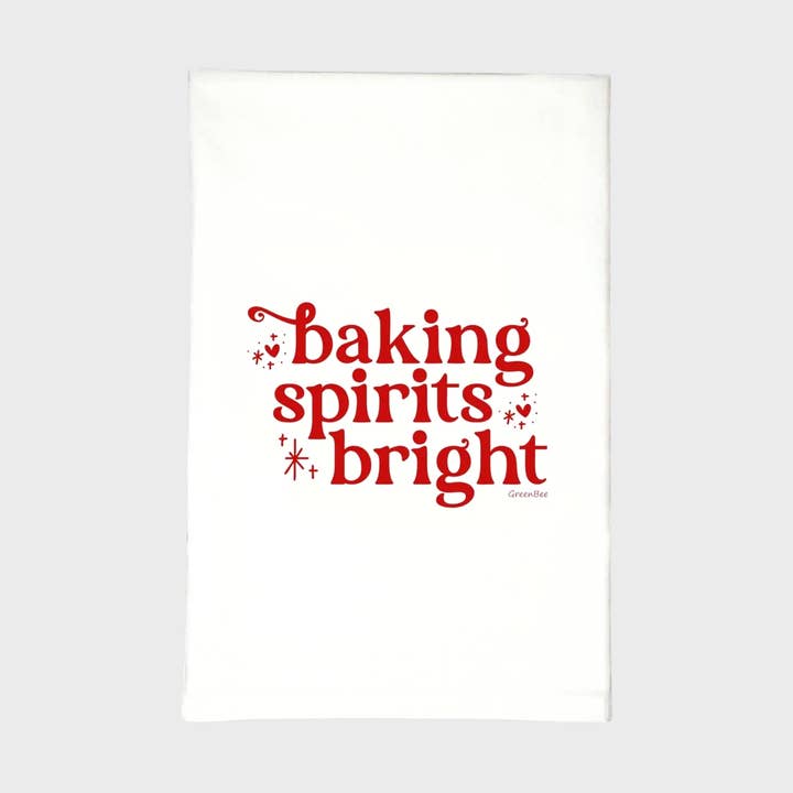Christmas Baking Spirits Bright Tea Towel | Tea Towels for wholesale by Green Bee Tea Towels