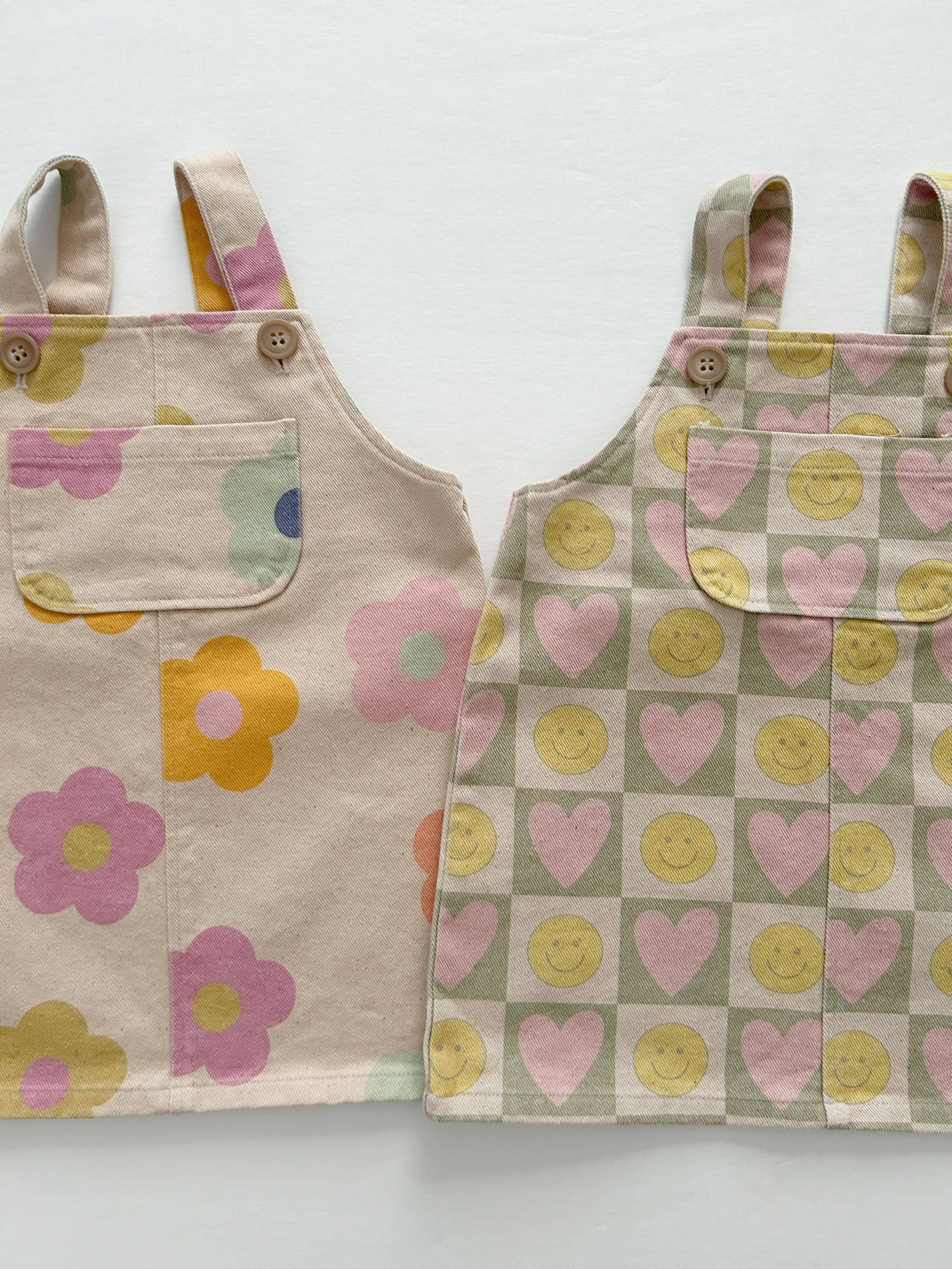 At Noon - Wholesale Overalls - Kids - [At Noon Original Design] Toddler Kangaroo Pocket Printed Denim Skirtall (6m-8y)- 2Colors8