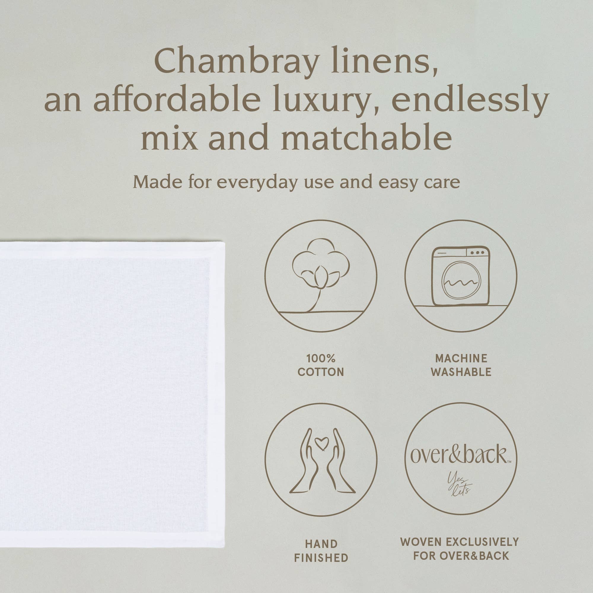 over&back - Wholesale Dinner & Cloth Napkin - Chambray Cotton Napkins – Set of 41