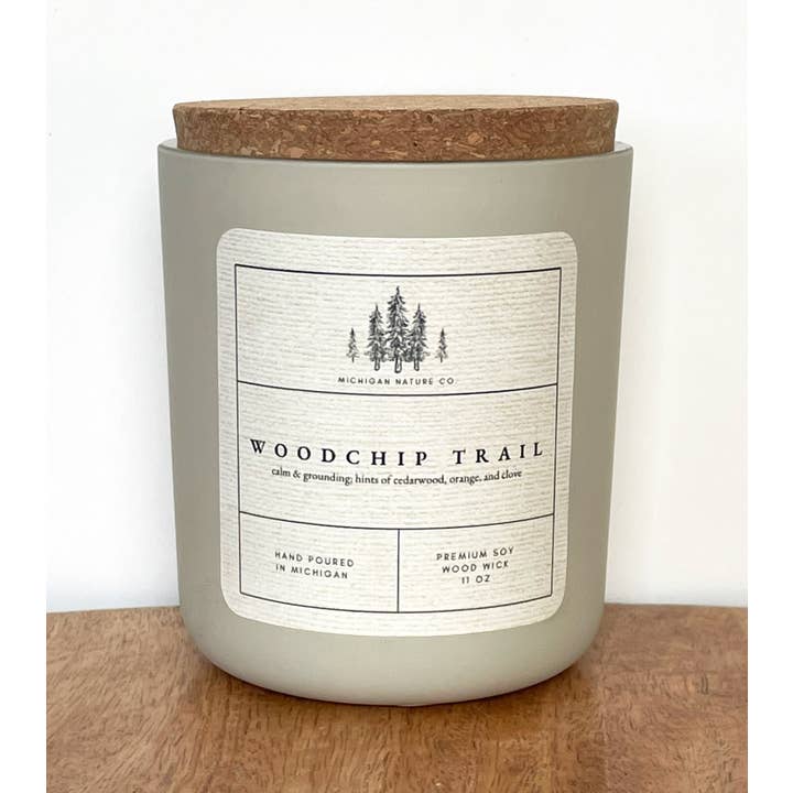 Michigan Nature Co. - Wholesale Jar/Filled Candle - Michigan Soy Wood Wick Candle - Woodchip Trail