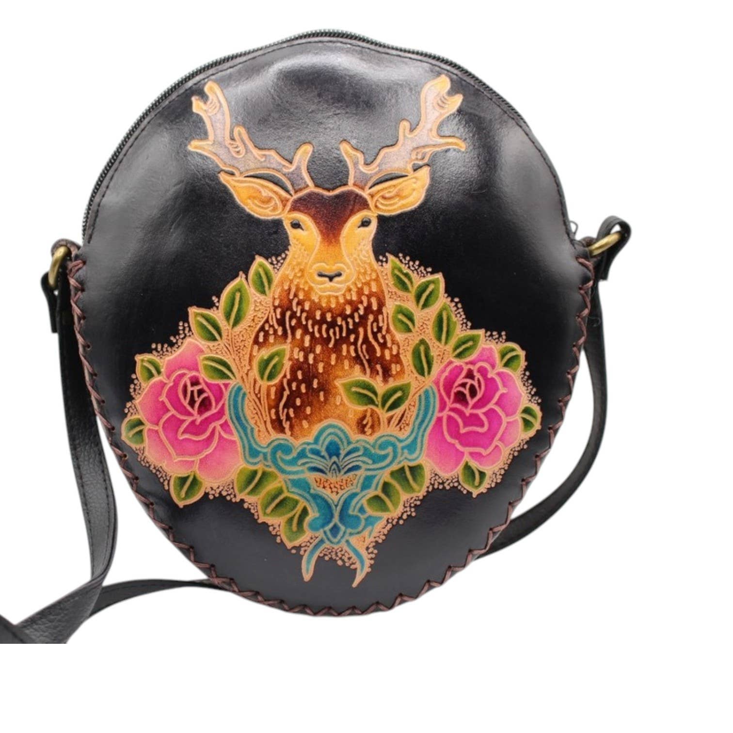 Sunflower Handmade leather inc - Wholesale Crossbodytas - Dames - xle016 Handgemaakte grote rendier portemonnee tas crossbody3