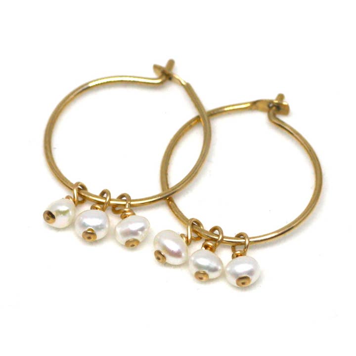 Small Gemstone and 14k Gold Filled Hoop Earrings for wholesale by Azki Jewelry