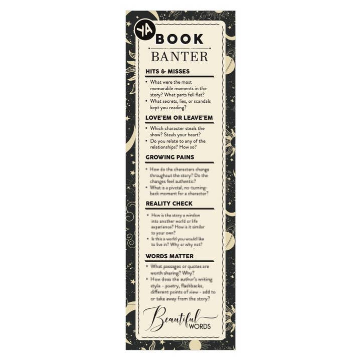 Beautiful Words - Wholesale Bookmark - YA Book Banter Bookmark