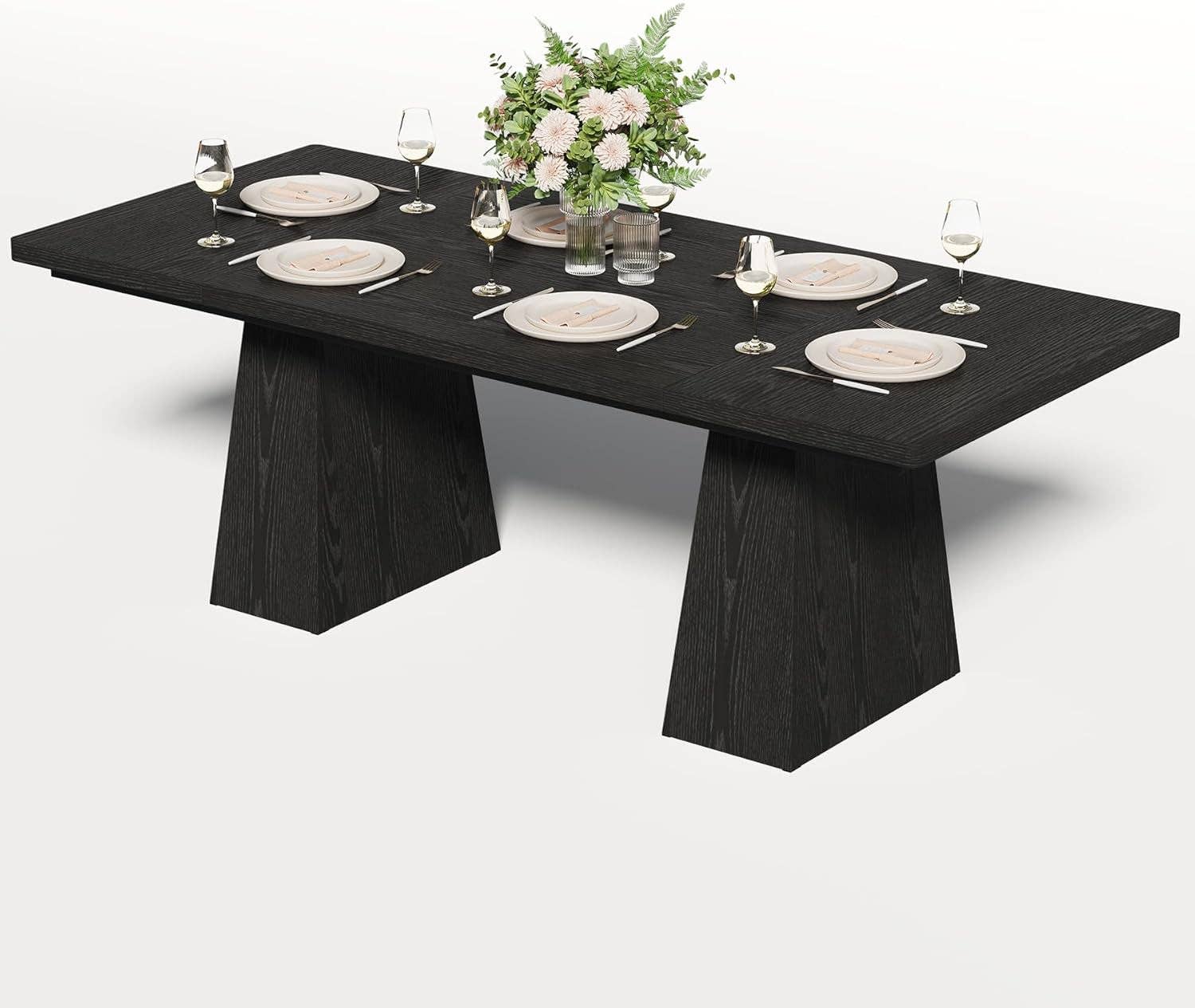 Wooden Dining Table for 6 with Heavy Duty Legs Black for wholesale on Faire2