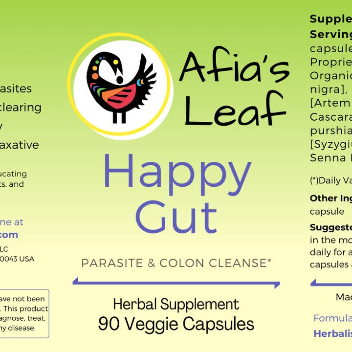Afia’s Leaf - Vente Supplément oral/vitamine - Happy Gut : nettoyage des parasites et du côlon