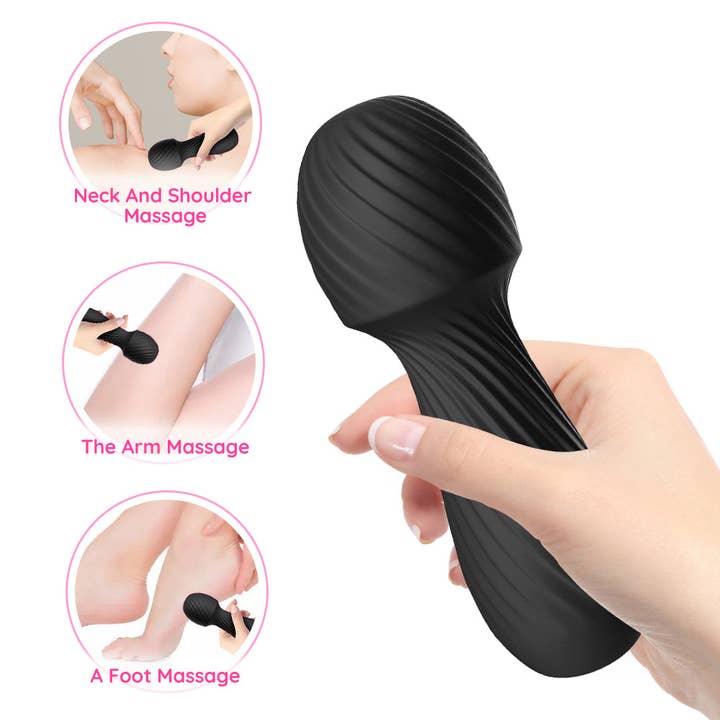 Kinky Pleasure - Wholesale Sex Toy - Bossoftoys - 52-00025 - Dazzle Black Silicone Massager USB - 9 Vibration Modes - Mini Wand2