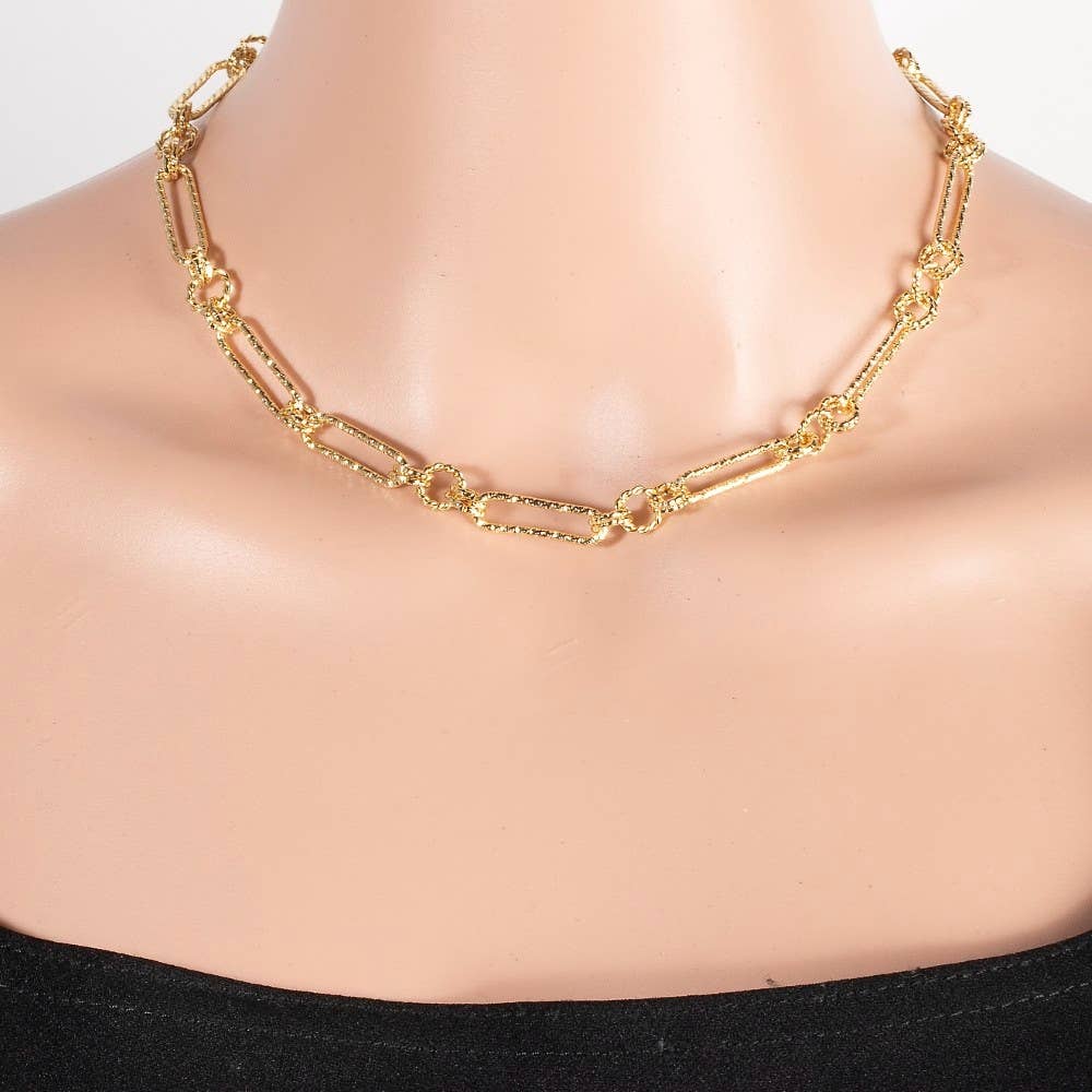 G Mixed Textured Oval Classic Chain Necklace for wholesale on Faire3