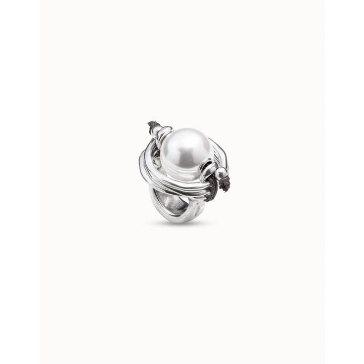 Blanco Metal Ring Clad With Sterling Silver With Pearl. for wholesale on Faire