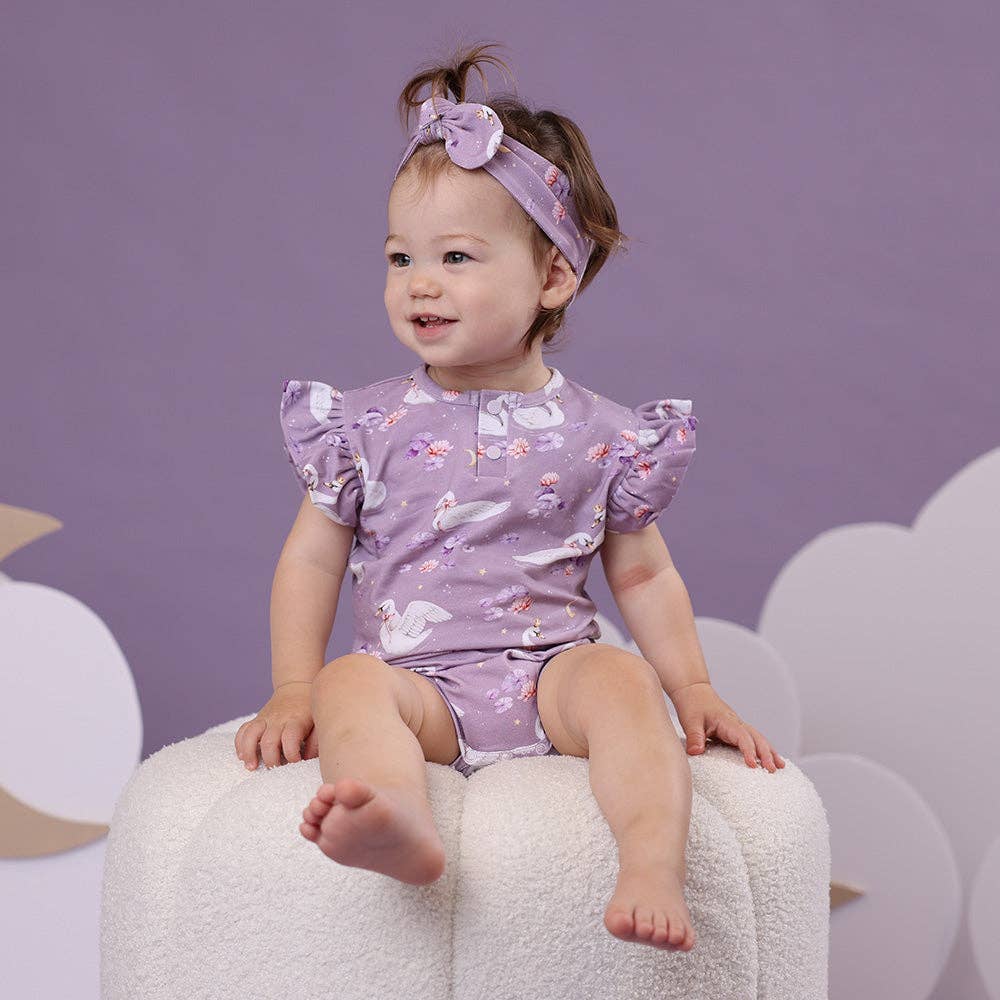 Snuggle Hunny - Venta al por mayor Body sin pies - Bebés - Body de manga corta orgánico con volante Swan Lake9