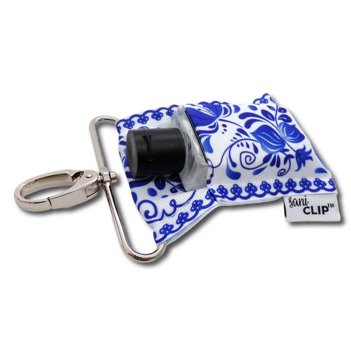 LippyClip Lip Balm Holder - Wholesale Hand Sanitizer - Blue Chinoiserie SaniClip Hand Sanitizer Holder