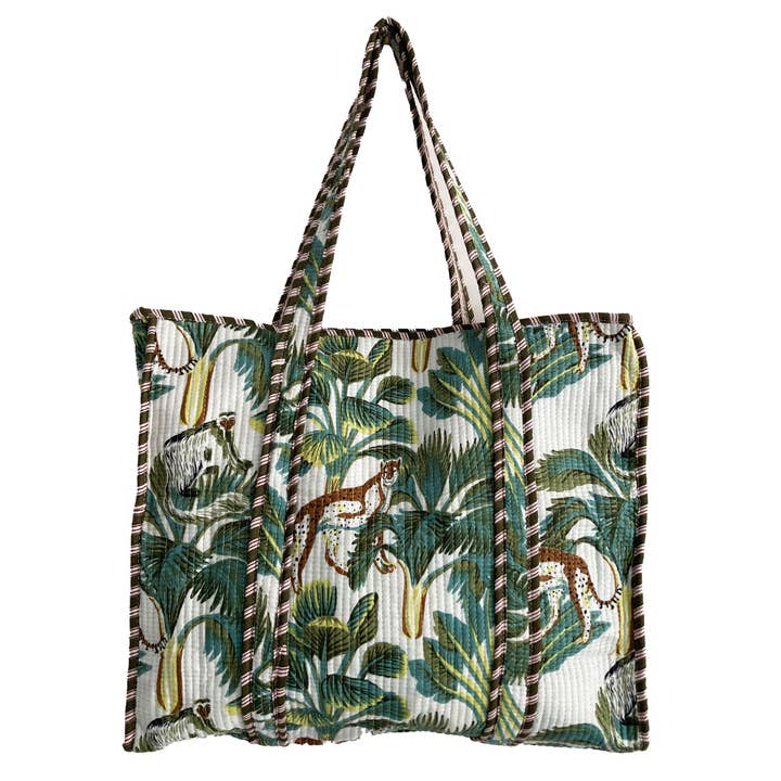 Wild Animal Print Large Quilted Cotton Tote Shoulder Bag for wholesale by Hayley & Co