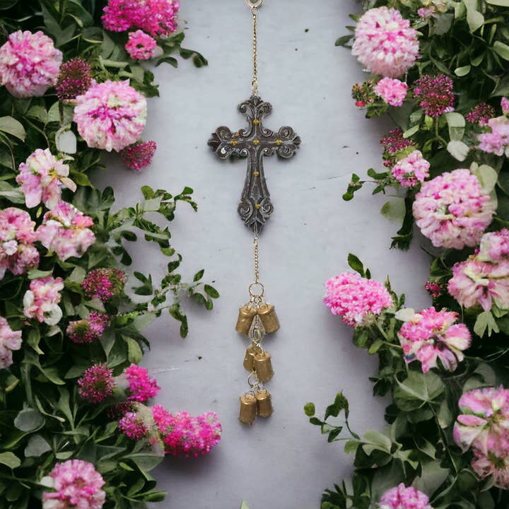Wilco Home - Wholesale Wind Chime - Graceland Wood Cross Hanging Chapel Bells Wind Chime