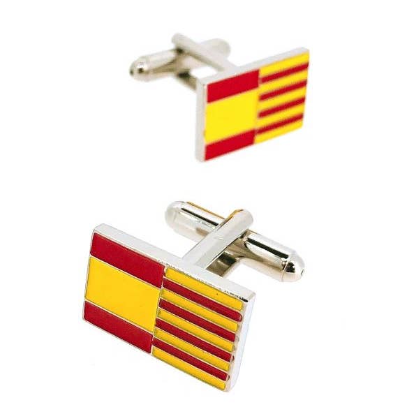 Catalonia and Spain Flag Shirt Cufflinks for wholesale by Beclosetoyou