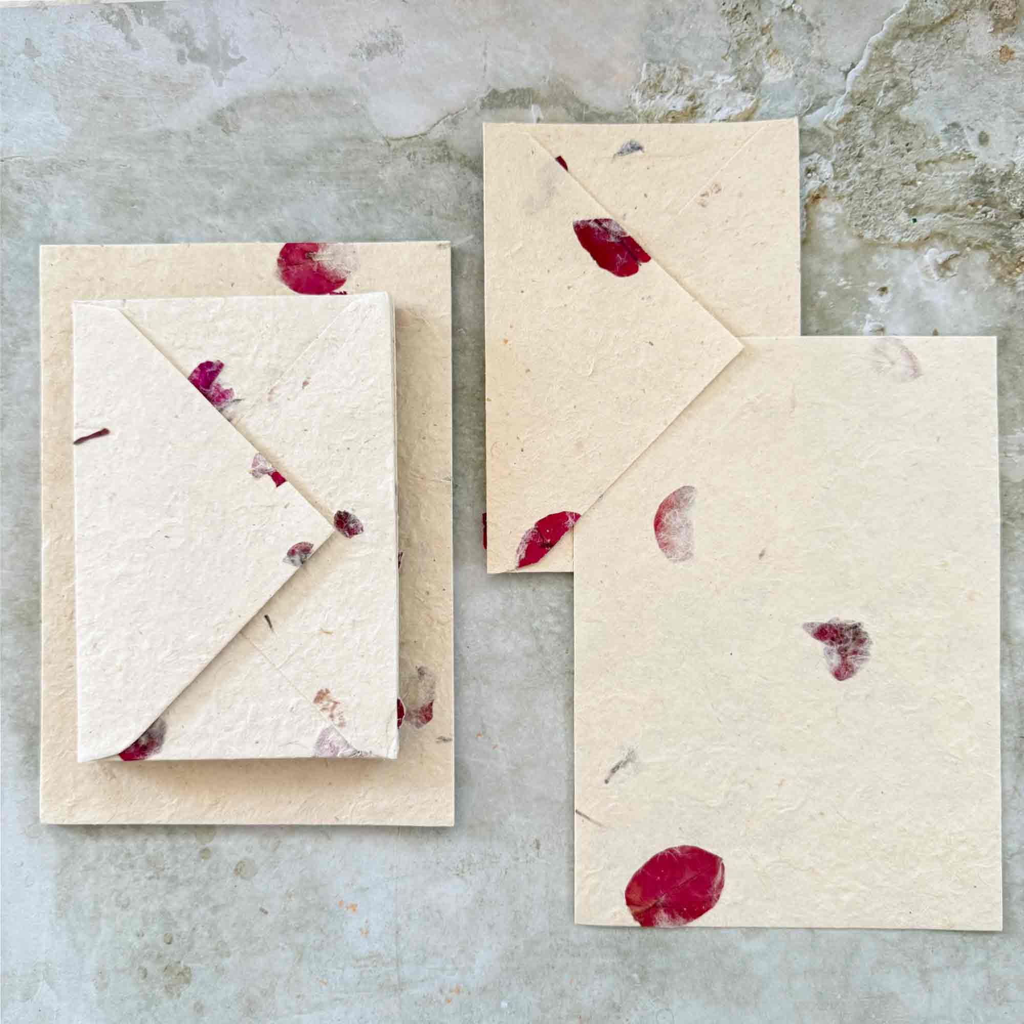 The Natural Paper Company – Conjunto de notas por atacado – Papel Lokta Nepalês Artesanal com Flores de Bougainvillea e Envelopes6