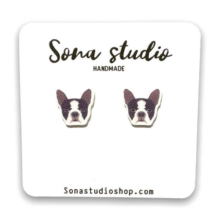 Boston Terrier Earrings for wholesale by Sona Studio