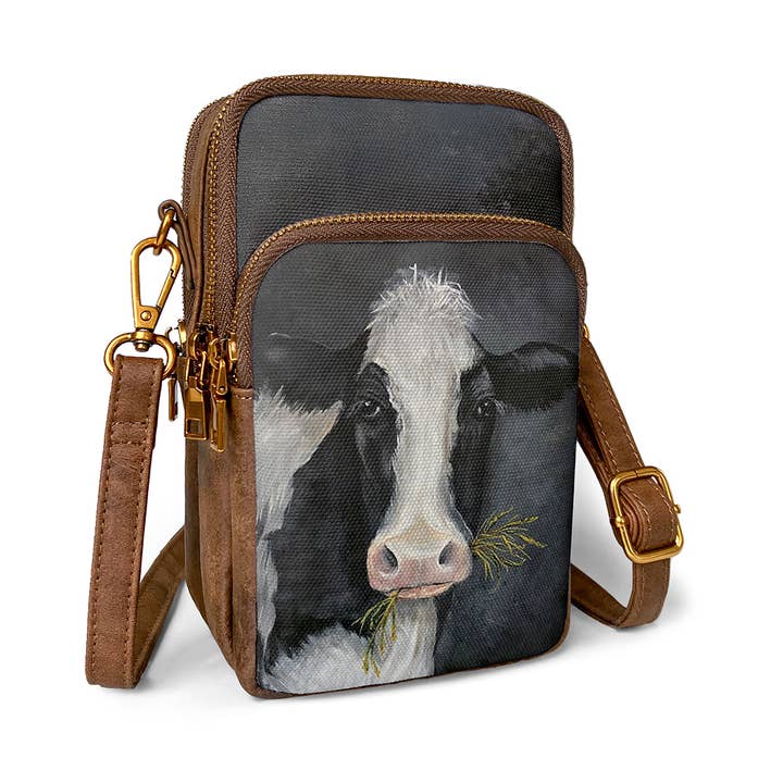 Sac téléphone en toile imprimé vache style rustique pour la vente par ANNGOTI
