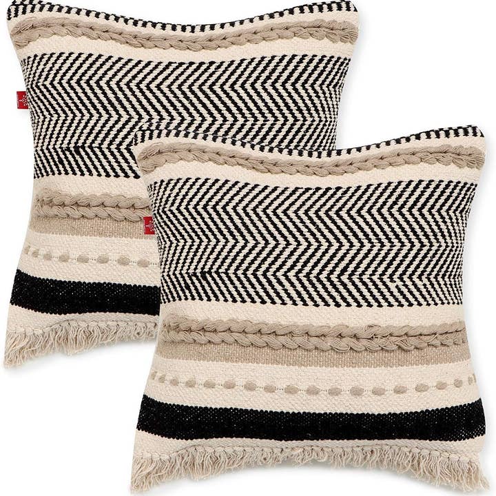 REDEARTH Textured Throw Pillow Cases-Woven Tufted Decorative Farmhouse Cushion Covers set for couch, sofa, bed, chair, dining, patio, outdoor; 100% Cotton (18x18"; Natural) Pack of 2 and other Purchase Wholesale beyond cushions. Free Returns & Net 60 Terms on Faire trending on Faire.