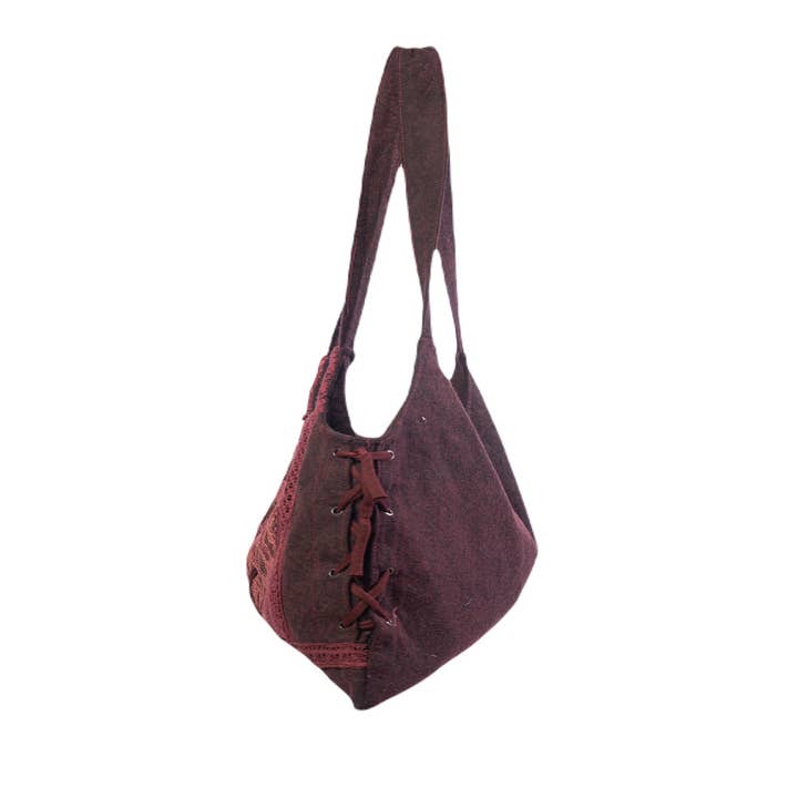 Earth Divas - Wholesale Shoulder Bag - Women's - Lace Up Hobo Bag - Black, Brown, Green & Maroon5