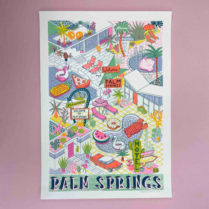 Jacqueline Colley - Venta al por mayor Ilustración - Serigrafía A2 Palm Springs Sill