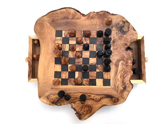 medina mood - Vente Jeux de société - Ensemble d'échecs taille M fabriqué à la main en bois d'olivier 7