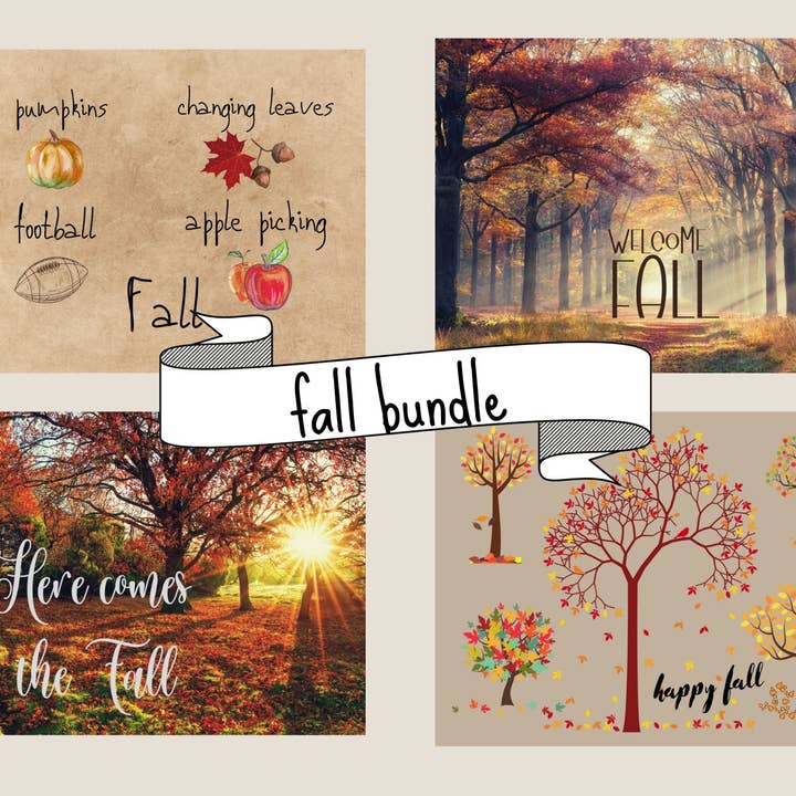 Fire Efterårsscene Postkortpakke til Post Crossing & Pennevenner for engroshandel hos Piles of Postcards