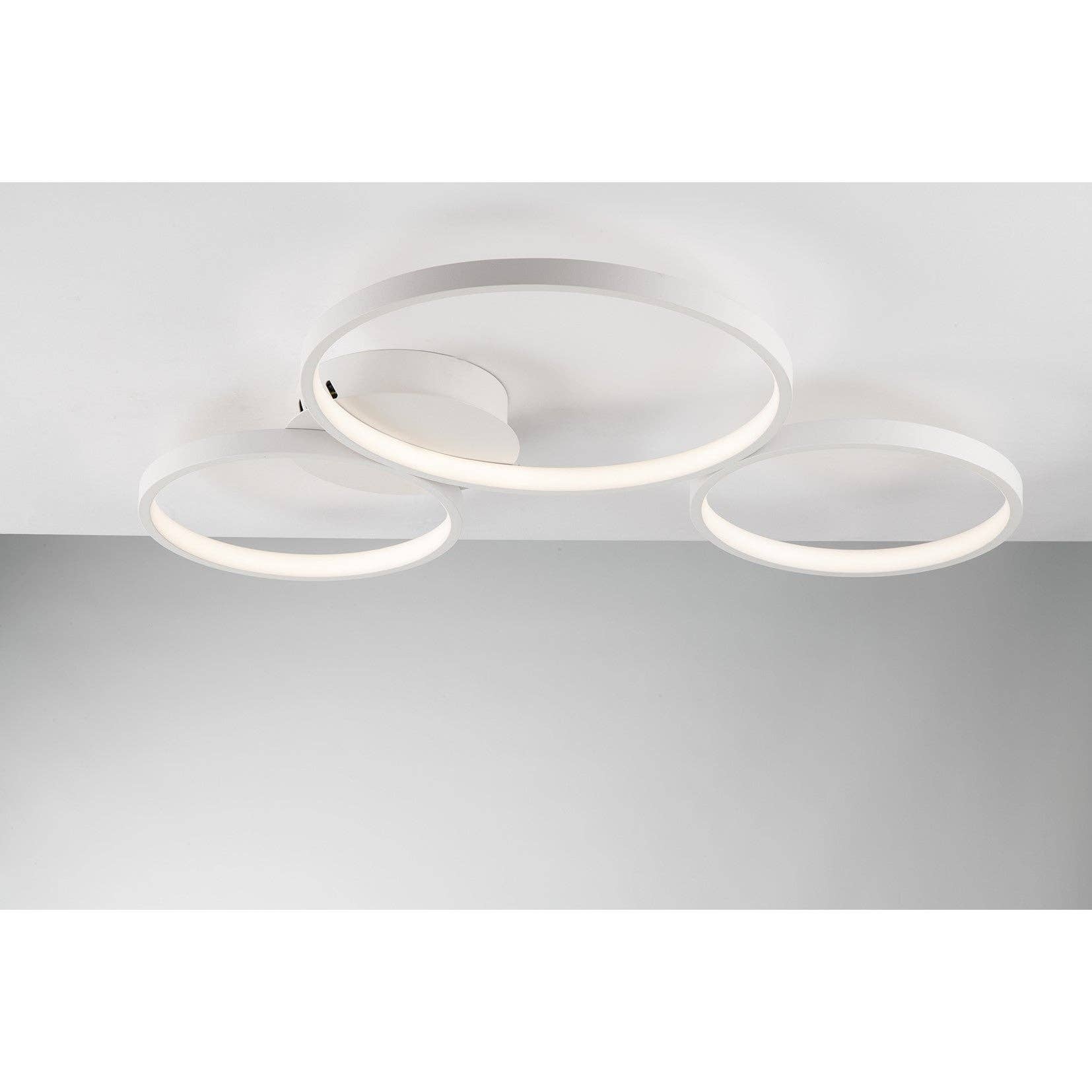 Gruppo F.T - Wholesale Chandelier/Hanging Light - Fredy ceiling lamp with three 40W LED circles, with embossed white aluminum structure, silicone diffuser and internal switch for color temperature customization0