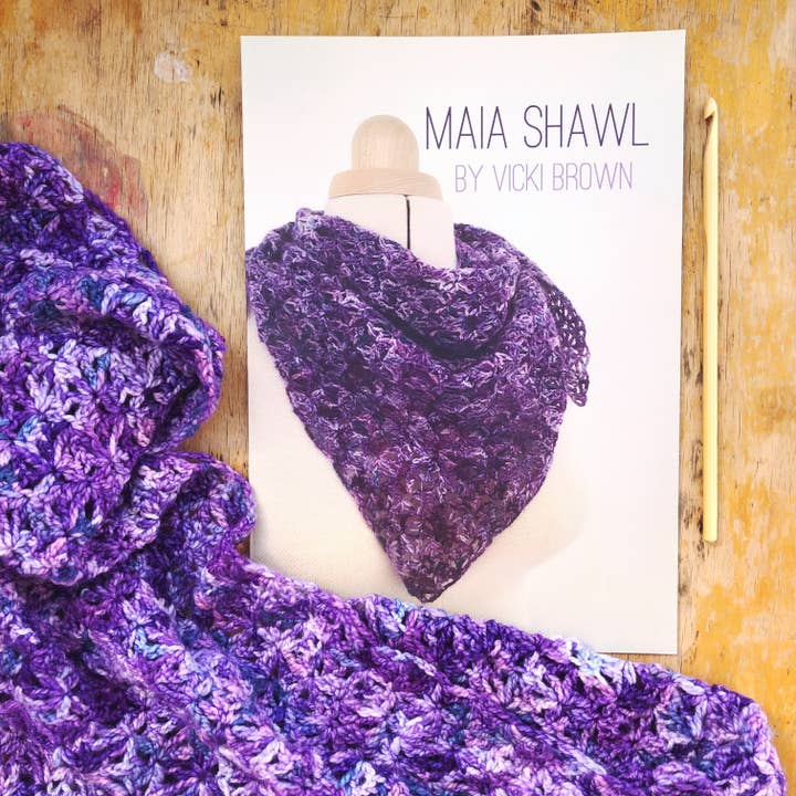 Crochet Pattern - Maia Shawl - PRINT for wholesale by Vicki Brown Designs