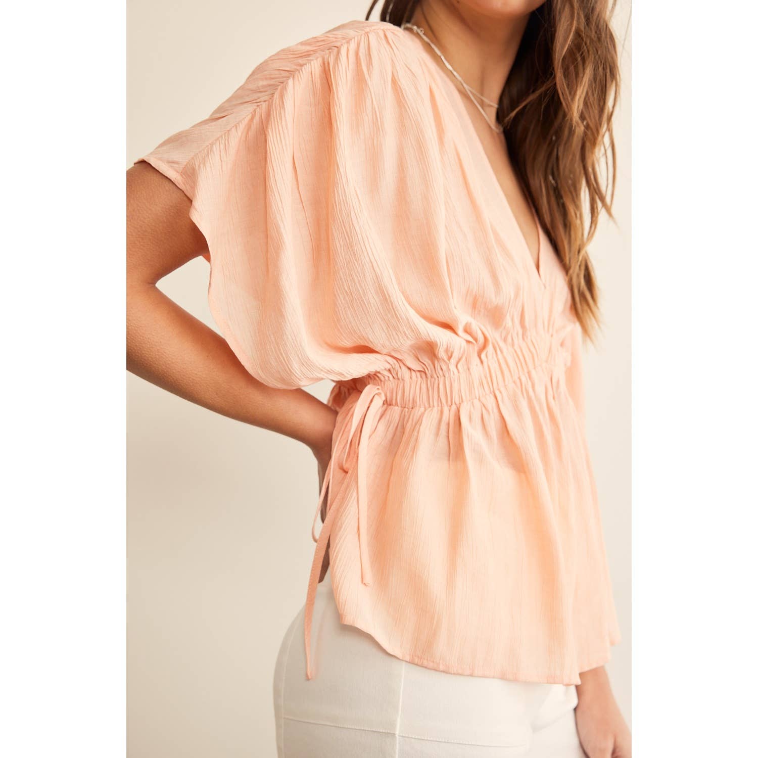 in february - Wholesale Blouse - Women's - RUFFLED KIMONO BLOUSE IN CRINKLED FABRIC9