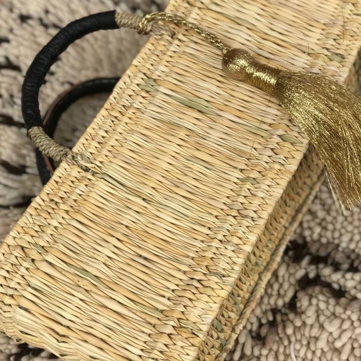 martitec - Wholesale Basket - Palm Leaf Basket with Leather Handles