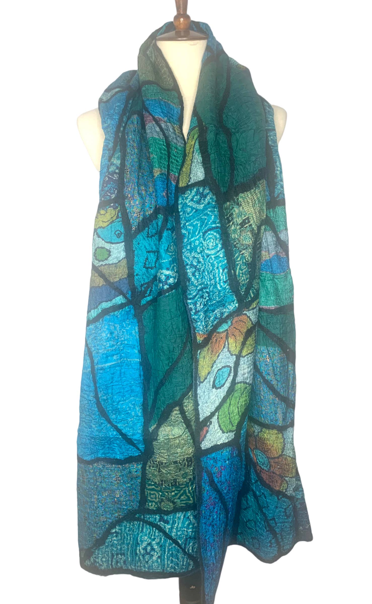 Pomegranate Moon – Großhandel Schal – Damen – Sari Patchwork - Blau2