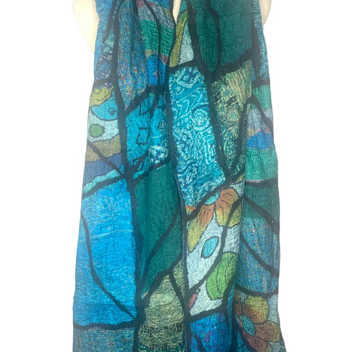 Pomegranate Moon – Großhandel Schal – Damen – Sari Patchwork - Blau2