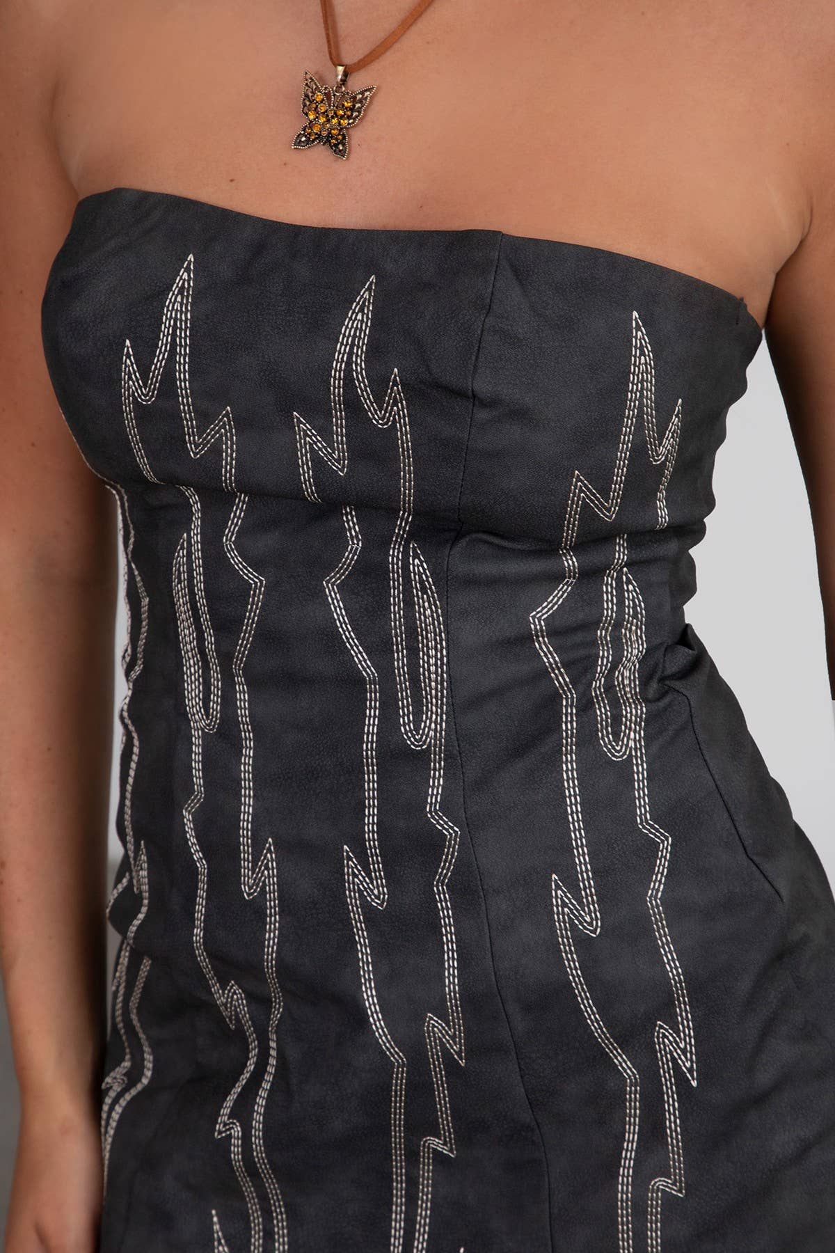 TICTOC - Wholesale Dress - Women's - ARIZONA  Embroidered Western Strapless Bodycon Mini Dress7