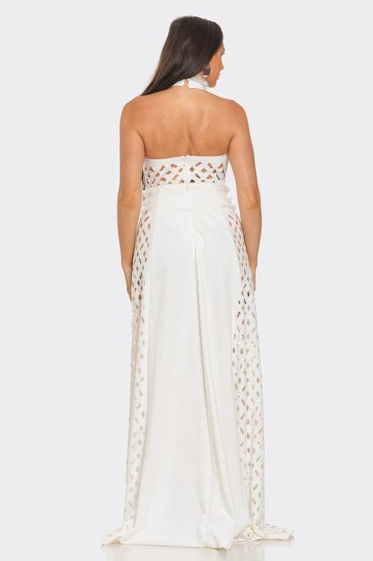 BANJUL - Wholesale Dress - Women's - BD13355P1   Eyelet Halter Neck Maxi Dress8