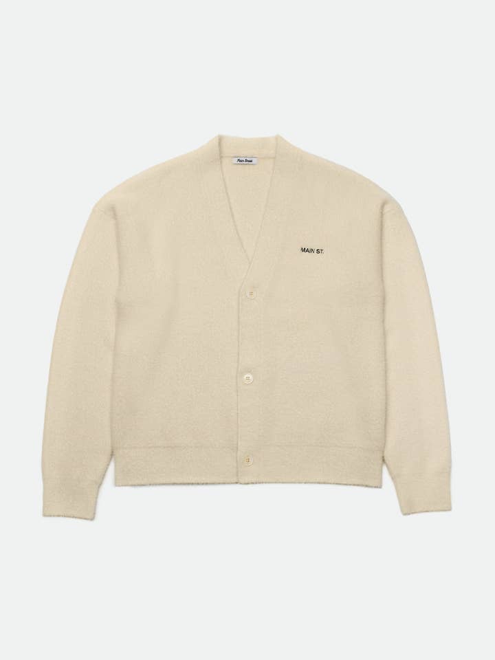 Cardigan en tricot duveteux en vison - Ivoire pour la vente par Main Street Clothing