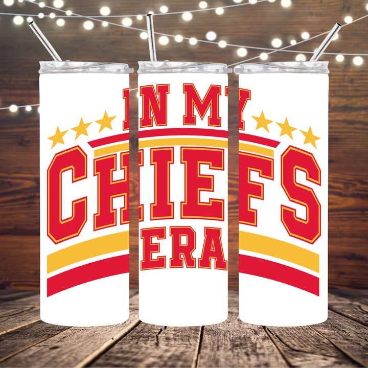 In My Chiefs Era 20oz Skinny Tumbler for wholesale by Dogwood Graphics & Design