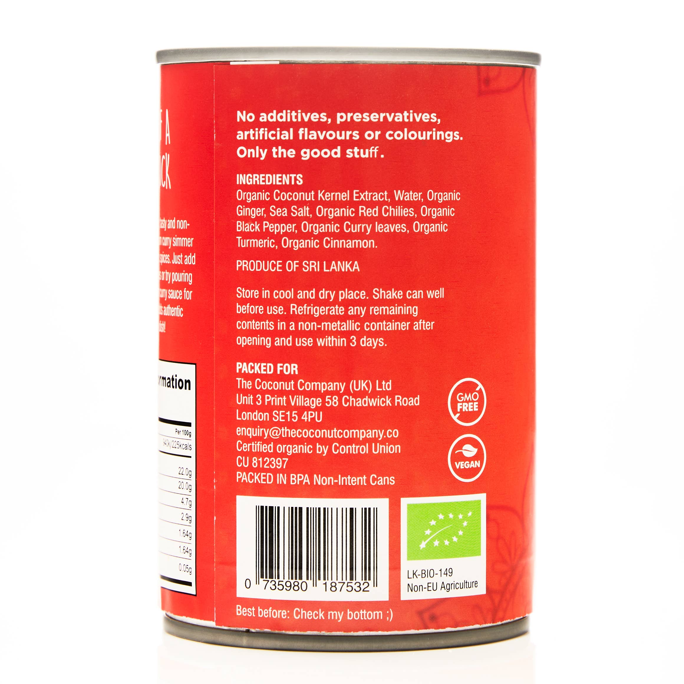 The Coconut Company - Wholesale Sauce - Organic Red Coconut Curry Cream - 400ml BPA-Free Can2