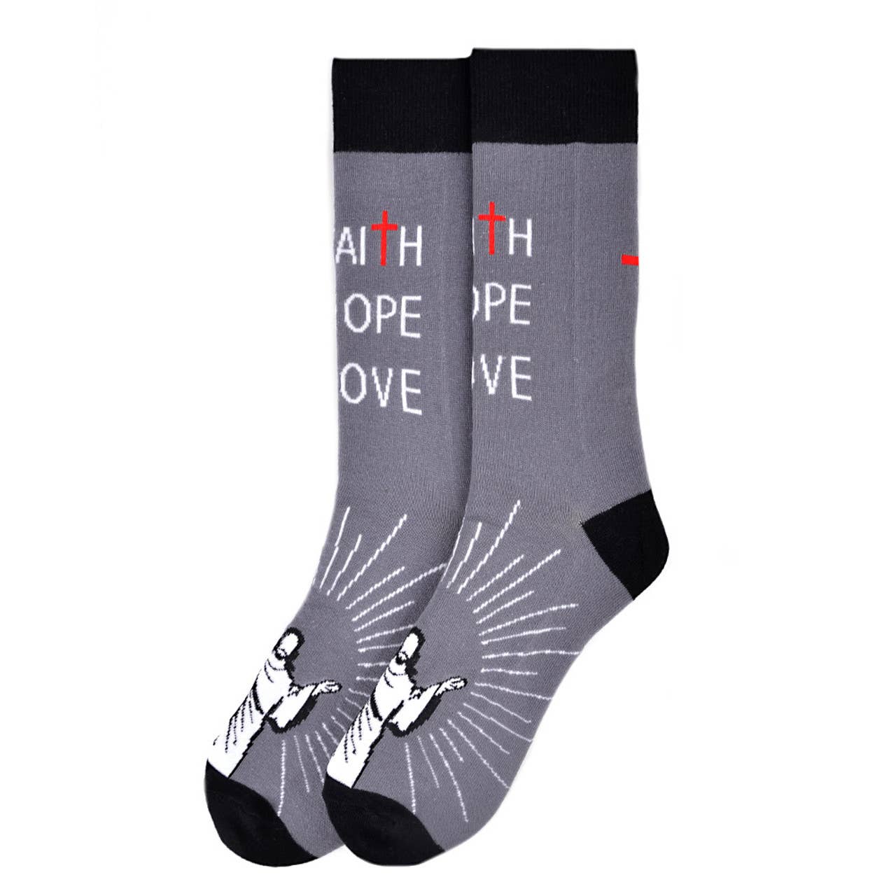 Selini New York - Wholesale Socks - Men's - Men's Faith Hope Love Novelty Socks - NVS19574-GRY1