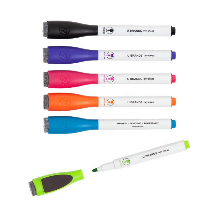 U Brands Bold & Bright Magnetic Dry Erase Markers, 6 CT Assorted Colors for wholesale by U Brands