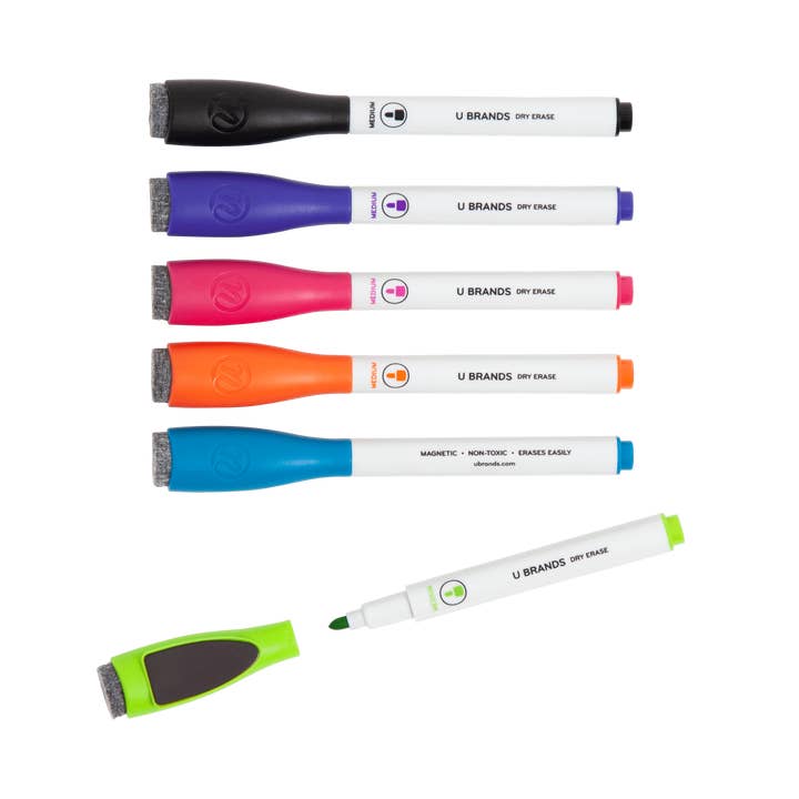 U Brands - Wholesale Marker - U Brands Bold & Bright Magnetic Dry Erase Markers, 6 CT Assorted Colors0