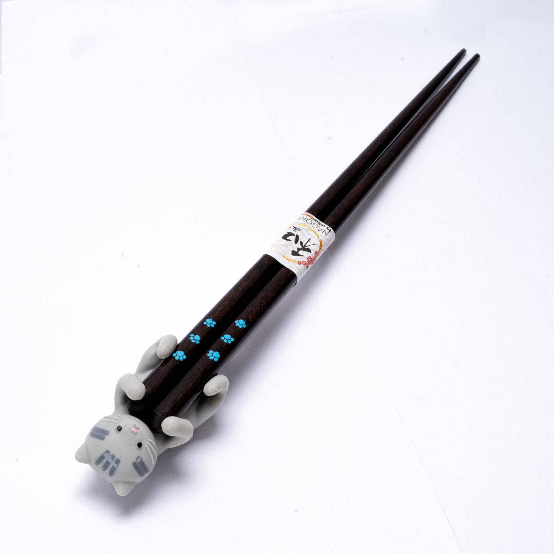 Urban Tokyo - Vente Baguettes - Ensemble cadeau de baguettes et repose-baguettes Chat Gris (20/200)5